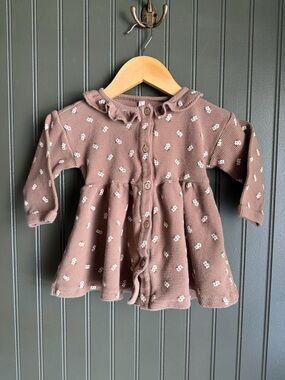 Quincy Mae Brown Floral Button-Front Dress